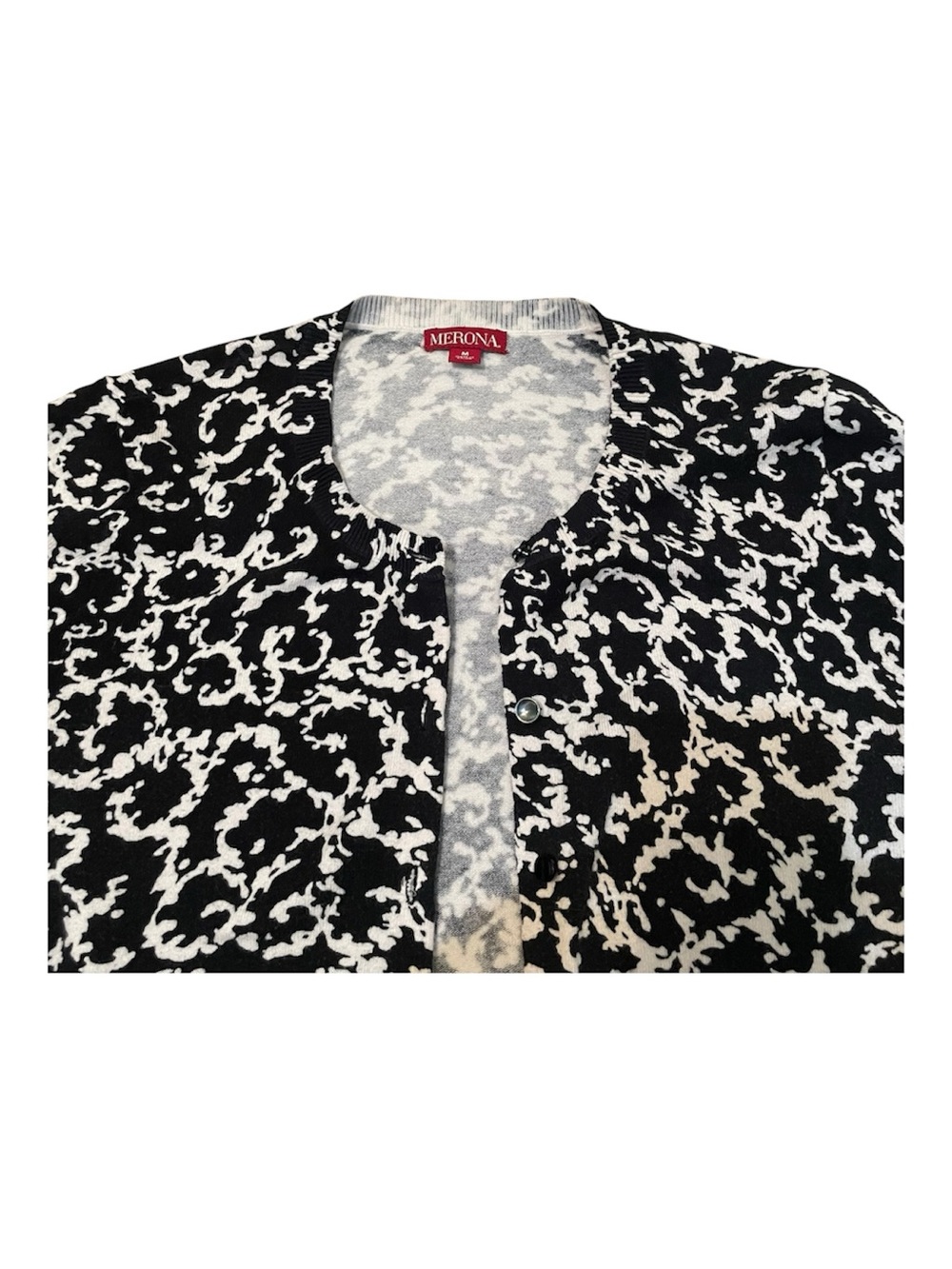 Merona Black and White Patterned Women's Cardigan Size M - Picture 3 of 3